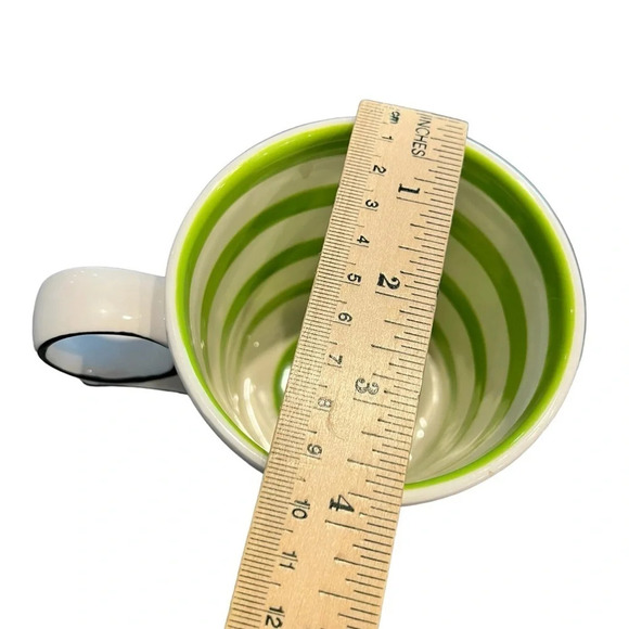 Katie Mandy Anthropologie A Letter Mug Lime Green Interior - Picture 2 of 8